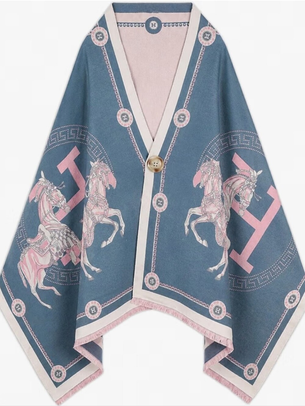 28"×71" Stylish Equestrian Design Soft Shawl Wrap Scarf with Button